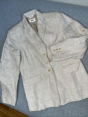 Talbots Irish Linen Blazer Size 8 Office Career Old Money Coastal Capsule